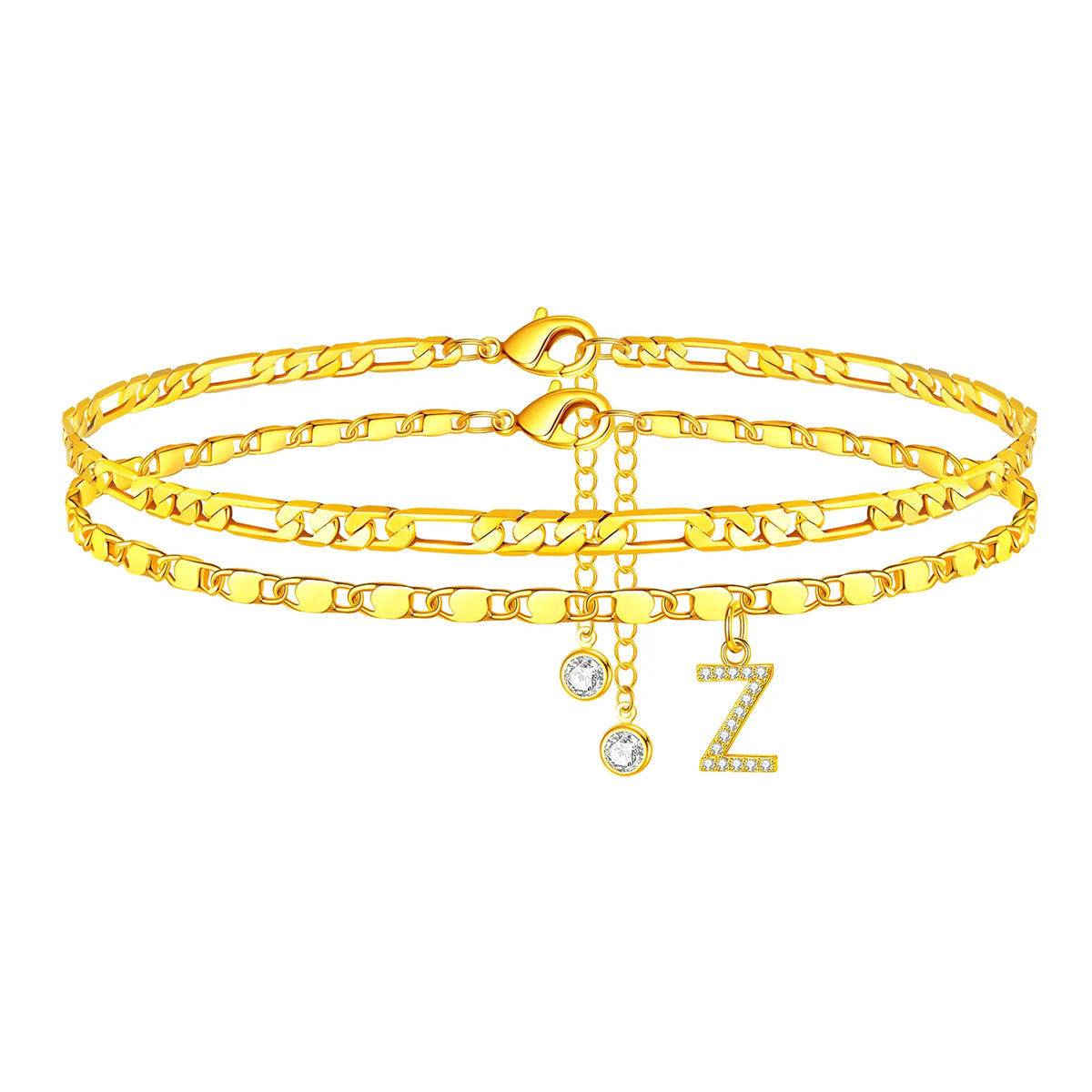 Ankle Bracelets for Women Dainty Chain Initial Pendant Anklets Set Hypoallergenic A-Z Gifts for Girls Trendy Adjustable Size Waterproof Costume Accessories