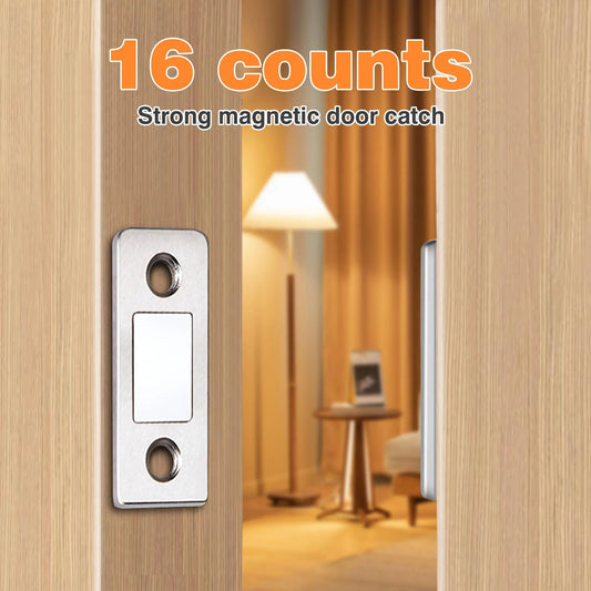 16 Counts Cabinet Magnetic Catch without Punching, Versatile for Cabinets, Drawers & Windows